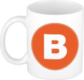 Mok / beker met de letter B oranje bedrukking voor het maken van een naam / woord - koffiebeker / koffiemok - namen beker