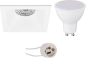 LED Spot Set - Primux Pollon Pro - GU10 Fitting - Dimbaar - Inbouw Vierkant - Mat Wit - 6W - Helder/Koud Wit 6400K - Verdiept - 82mm