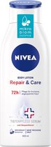 Nivea Repair & Care Body Lotion 400 ml, Lotion voor de zeer droge huid & voor het verlichten van een trekkerig gevoel, houdt het huidmicrobioom in balans en voedt bijzonder mild