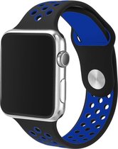 Mobigear Active Siliconen Bandje Geschikt voor Apple Watch Series 7 (45 mm) - Zwart / Blauw