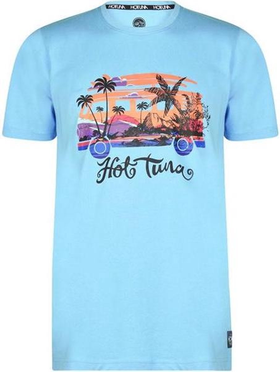 Hot Tuna Printed T-Shirt - Maat M - Heren - Licht blauw