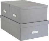 Bigso Box of Sweden Opbergdozen met deksel 3-delig grijs - Grijs - Met deksel