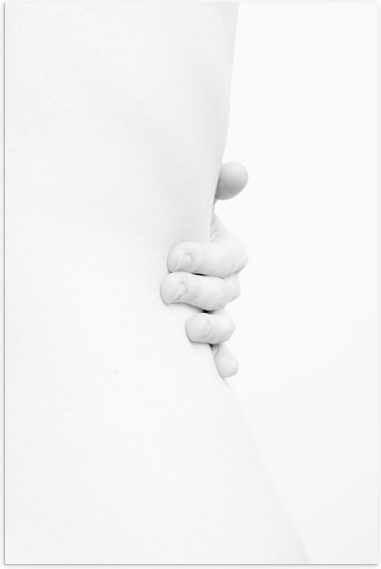 Poster – Hand van Wit Lichaam op Witte Achtergrond - 60x90cm Foto op Posterpapier