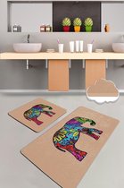 Nerge.be  | OLIFANT BEJ  Badmat Set  | Vivid Color | Badmat Set | antislip | Washable in the Machine | Absorbent badmat