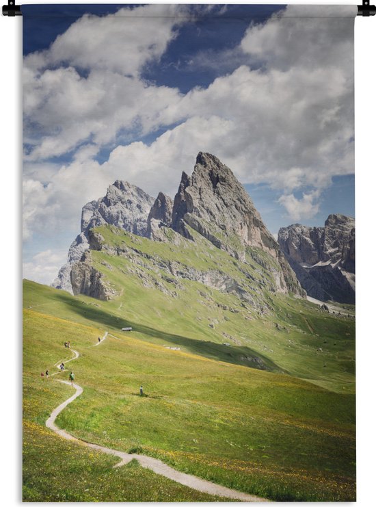 Wandkleed Dolomieten  - Smal voetpad leidt naar de bergtoppen van de Dolomieten Wandkleed katoen 60x90 cm - Wandtapijt met foto