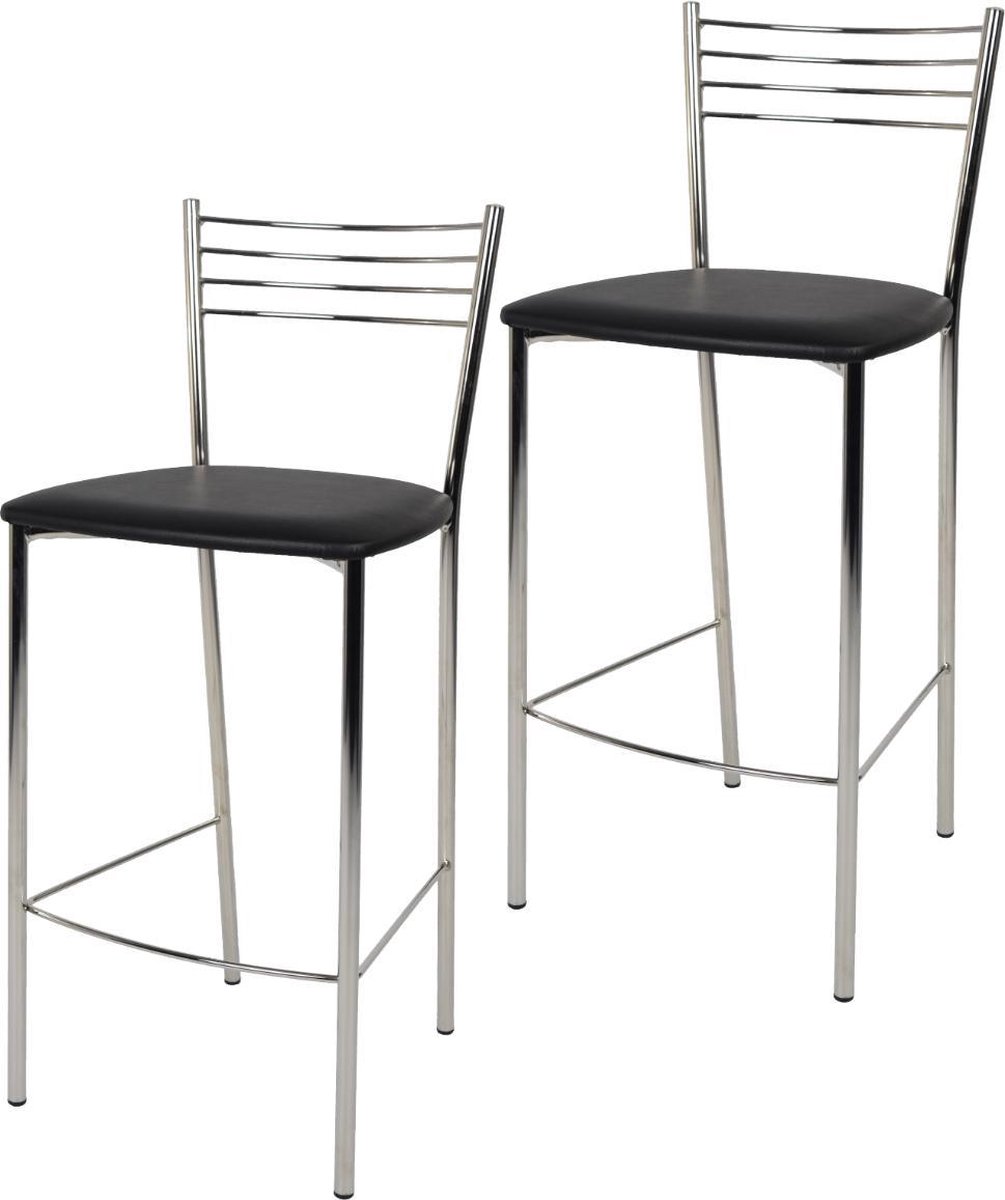 Tommychairs Elena - Eetkamerstoelen - Set van 2 - Chroom & Zwart - Kunstleer