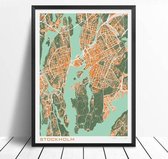 Classic Map Poster Stockholm - 60x80cm Canvas - Multi-color