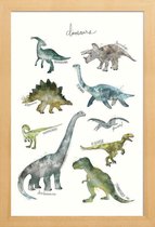 JUNIQE - Poster in houten lijst Dinosaurussen illustratie -60x90