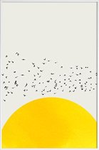 JUNIQE - Poster met kunststof lijst A Thousand Birds -13x18 /Geel