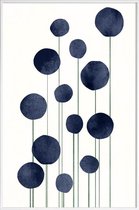 JUNIQE - Poster in kunststof lijst Waterflowers -30x45 /Blauw & Wit