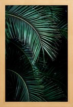 JUNIQE - Poster in houten lijst Palmbladeren -40x60 /Groen & Zwart