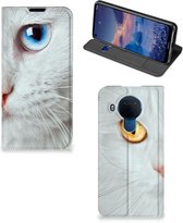 Bookcover Nokia 5.4 Smart Case Witte Kat