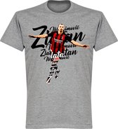 Ibrahimovic Milan Script T-Shirt - Grijs - M