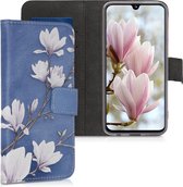 kwmobile telefoonhoesje geschikt voor Samsung Galaxy A40 - Backcover voor smartphone - Hoesje met pasjeshouder in taupe / wit / blauwgrijs - Magnolia design