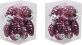 24x Dennenappel kersthangers/kerstballen cherry roze van glas - 6 cm - mat/glans - Kerstboomversiering