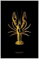 JUNIQE - Poster met kunststof lijst American Lobster gouden -30x45