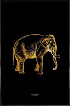 JUNIQE - Poster met kunststof lijst Elephant gouden -30x45 /Goud &