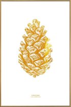 JUNIQE - Poster met kunststof lijst Pinecone gouden -30x45 /Goud & Wit