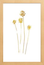 JUNIQE - Poster met houten lijst Palm Silhouettes gouden -20x30 /Goud