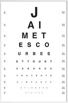 JUNIQE - Poster met kunststof lijst Eye Chart Je t'aime -20x30 /Wit &