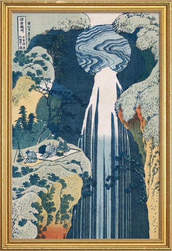 JUNIQE - Poster in houten lijst Hokusai - The Amida Falls in the Far