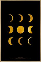 JUNIQE - Poster met kunststof lijst Lunar Phases gouden -20x30