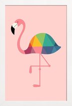 JUNIQE - Poster met houten lijst Rainbow Flamingo -13x18 /Roze