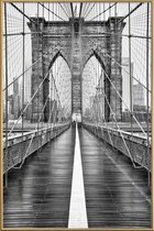 JUNIQE - Poster met kunststof lijst Brooklyn Bridge -30x45 /Wit &