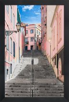 JUNIQE - Poster met houten lijst Pink Stairway -13x18 /Roze