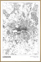 JUNIQE - Poster met kunststof lijst London kaart -13x18 /Wit & Zwart