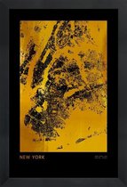 JUNIQE - Poster met houten lijst New York gouden -13x18 /Goud & Zwart