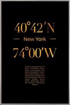 JUNIQE - Poster met kunststof lijst New York gouden -13x18 /Goud &