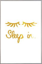 JUNIQE - Poster met kunststof lijst Sleep In gouden -30x45 /Goud & Wit