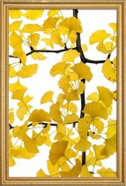 JUNIQE - Poster met houten lijst Ginkgo -30x45 /Bruin & Geel