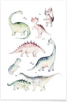 JUNIQE - Poster Little Dinosaurs -60x90 /Kleurrijk