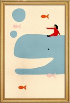 JUNIQE - Poster met houten lijst Een oceaanavontuur -60x90 /Kleurrijk