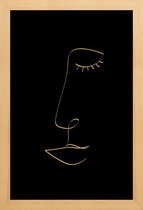 JUNIQE - Poster met houten lijst Line Portrait gouden -40x60 /Goud &