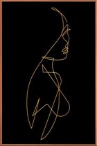 JUNIQE - Poster met kunststof lijst Femme I gouden -30x45 /Goud &