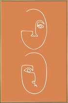 JUNIQE - Poster met kunststof lijst Coupling -20x30 /Bruin & Oranje