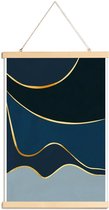 JUNIQE - Posterhanger Waves gouden -20x30 /Blauw & Goud