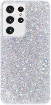 - ADEL Premium Siliconen Back Cover Softcase Hoesje Geschikt voor Samsung Galaxy S21 Ultra - Bling Bling Glitter Zilver