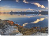 Muismat Fjorden - Zonsondergang aan de kust van het fjord muismat rubber - 23x19 cm - Muismat met foto