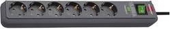 Eco-Line 13.500A stekkerdoos met overspanningsbeveiliging 6-voudig antraciet 1,5m H05VV-F 3G1,5