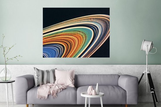 Poster Les anneaux de Saturne 160x120 cm - Tirage photo sur Poster (décoration murale salon / chambre) XXL / Groot format!