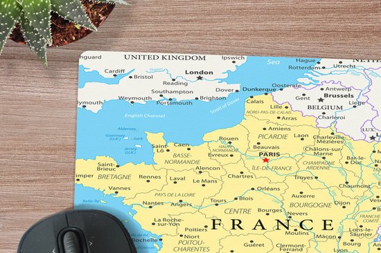 Muismat - Kaart van Frankrijk - 20x20 | bol.com