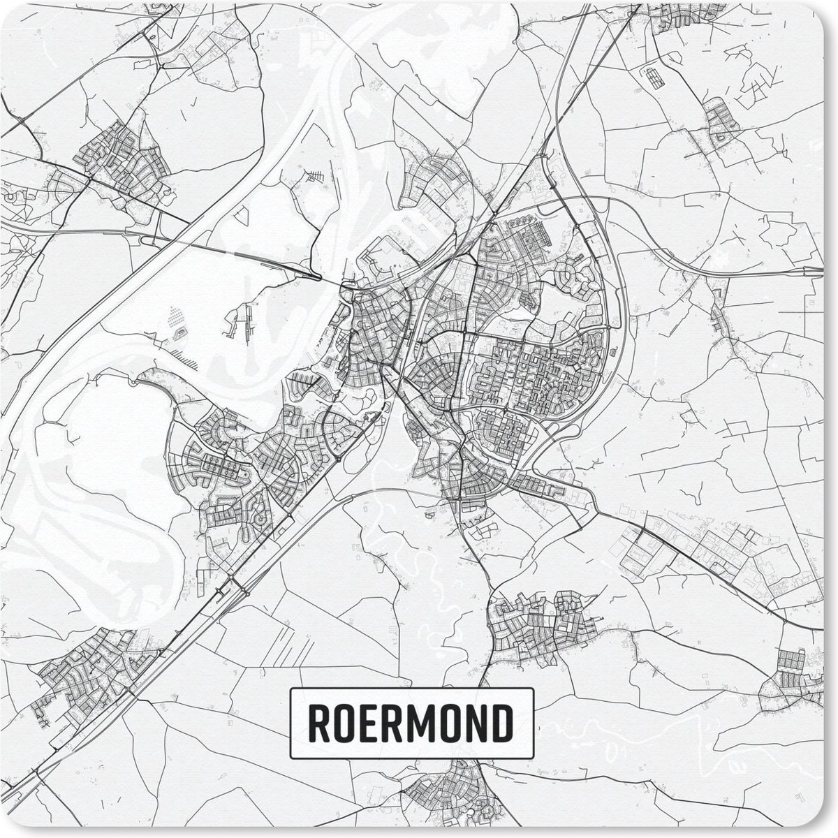 Muismat 20x20 cm - Mousepad Stadskaart Roermond - Muismatten