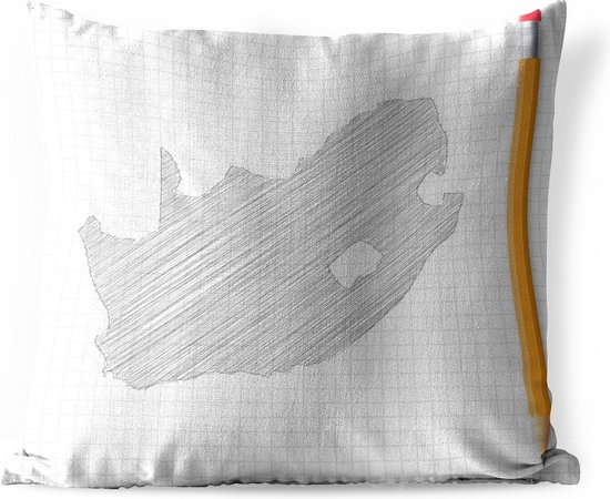 kampioen voor Industrieel Buitenkussens - Tuin - Illustratie van Zuid-Afrika met een potlood - 60x60  cm | bol.com