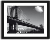 Foto in frame , Brooklyn Bridge ​, 70x100cm , Zwart wit  , Premium print