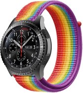 Nylon Smartwatch bandje - Geschikt voor Strap-it Samsung Galaxy Watch 46mm nylon band - regenboog - Strap-it Horlogeband / Polsband / Armband