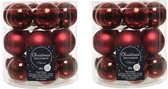 36x stuks kleine kerstballen donkerrood (oxblood) van glas 4 cm - mat/glans - Kerstboomversiering